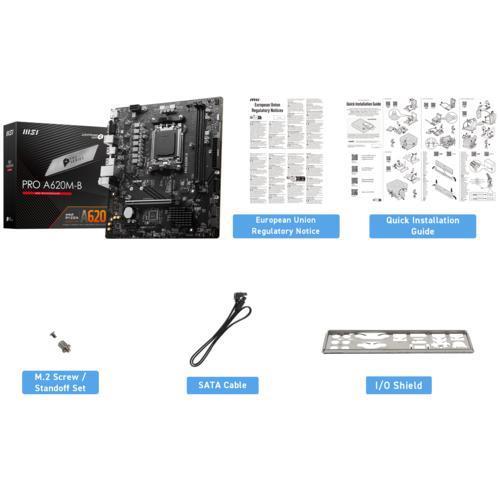 MSI PRO A620M-B AMD A620 AM5 DDR5 6800MHz (OC) M.2 Anakart